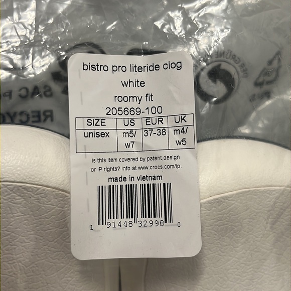 NEW - CROCS BISTRO SLIP RESISTANT WORK CLOG, WHITE - WOMEN'S  7 - Picture 8 of 10